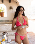 RED POLKA DOT LACE MICRO TIE BOTTOM
