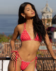 RED POLKA DOT LACE MICRO TIE BOTTOM