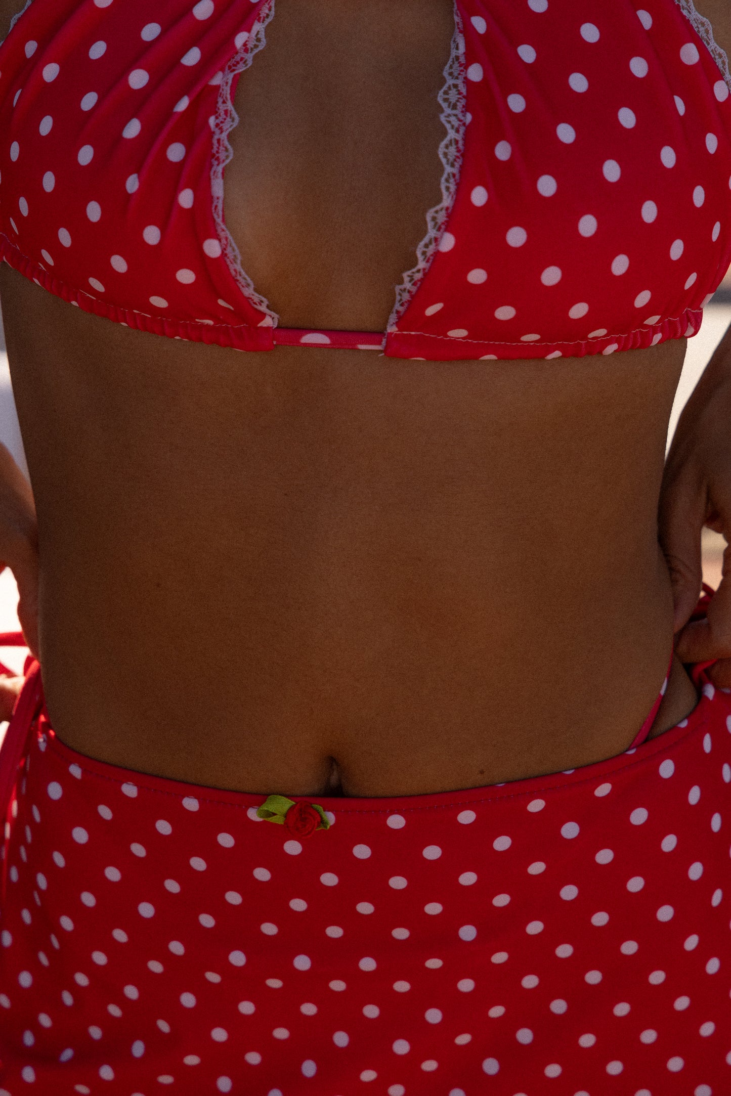 RED POLKA DOT DOUBLE STRING HALTER TOP