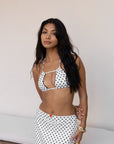 WHITE POLKA DOT DOUBLE STRING HALTER TOP