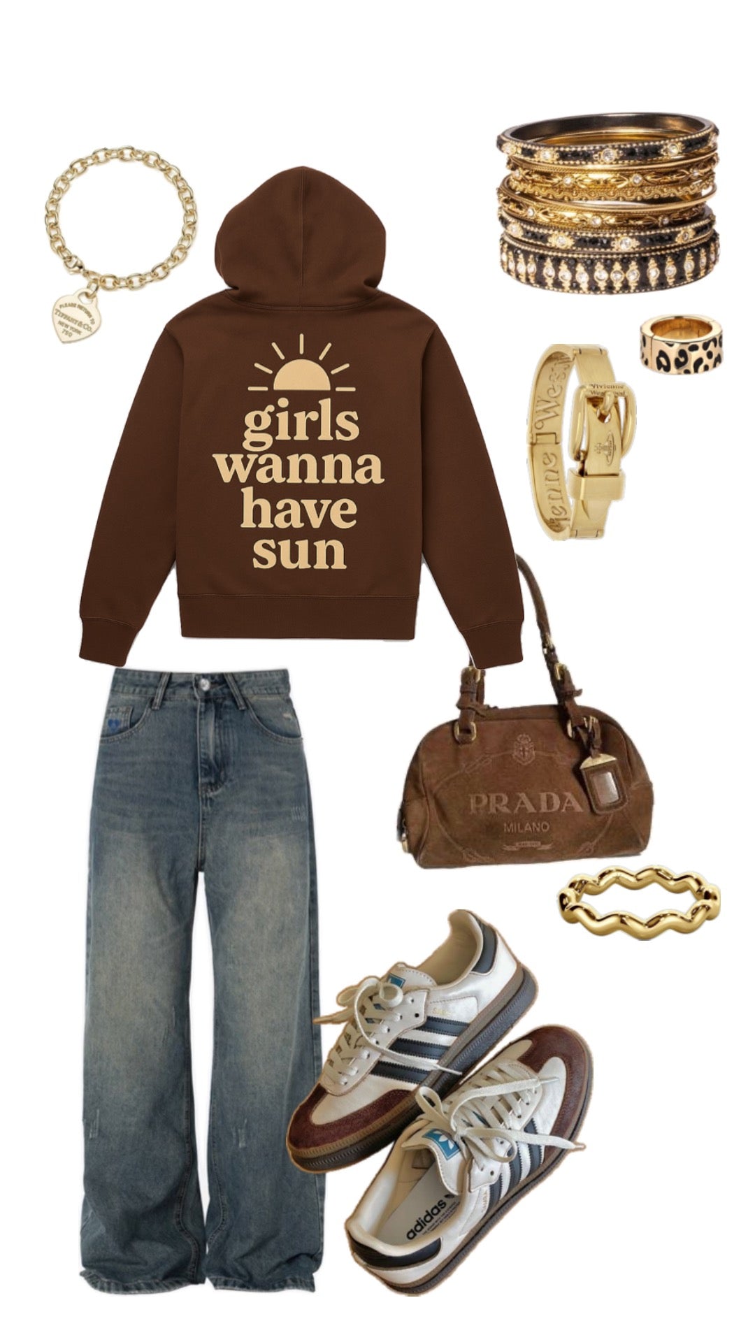 "Girls Just Wanna Have Sun" Hoodie - Chocolate Brown (Sun)