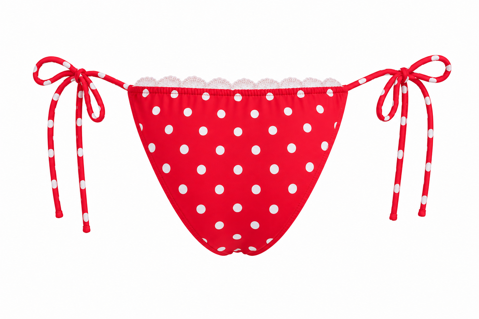 RED POLKA DOT LACE MICRO TIE BOTTOM