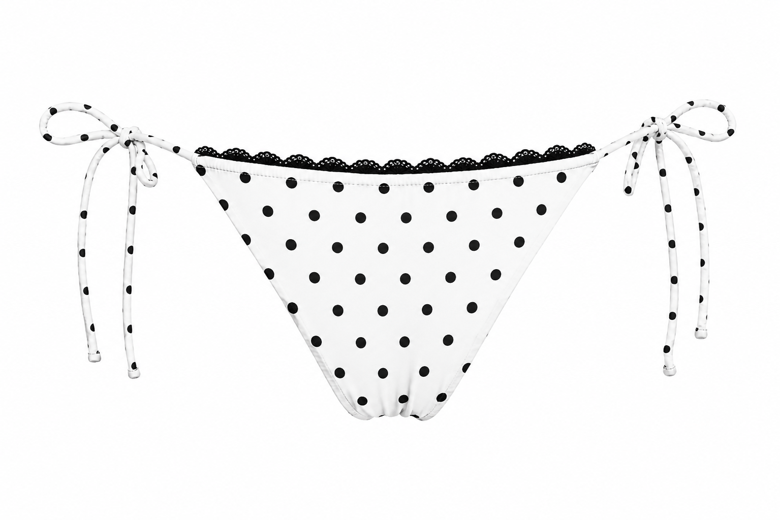 WHITE POLKA DOT LACE MICRO TIE BOTTOM