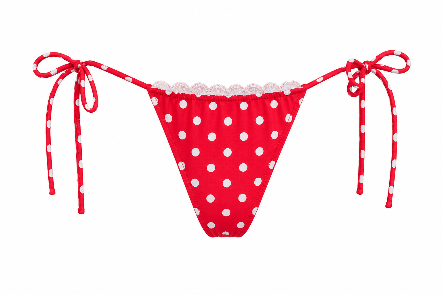RED POLKA DOT LACE MICRO TIE BOTTOM
