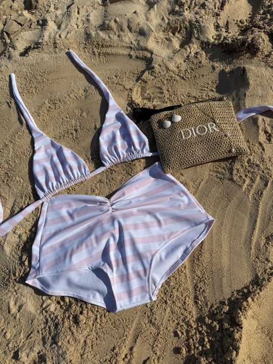 PINK STRIPES HALTER TOP