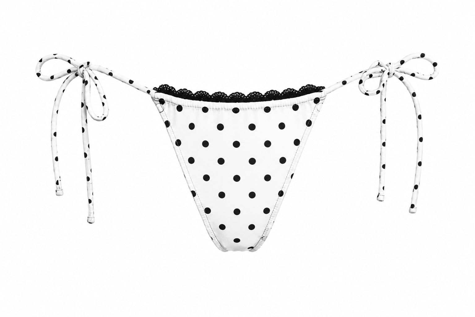 WHITE POLKA DOT LACE MICRO TIE BOTTOM