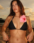 BLACK DOUBLE STRING HALTER TOP