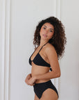 BLACK HALTER TOP